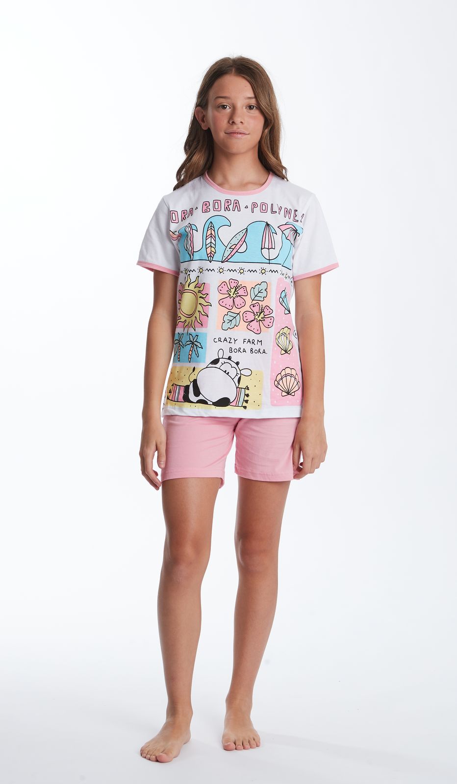 Pigiama Giro MM Kid "Crazy Shirt" per Ragazze: 100% Cotone, Notte di Sogni Allegri e Stilosi!