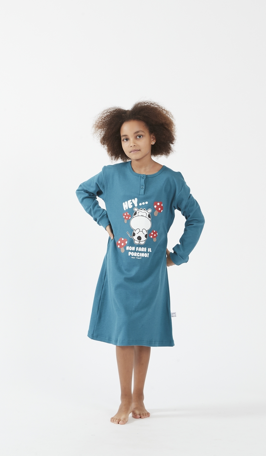 Canotta Serafino Kid in Porcino per Bimba con Stampa Personaggio Animato e Dettagli Blu - Top Estivo Casual per Ragazze con Capelli Afro