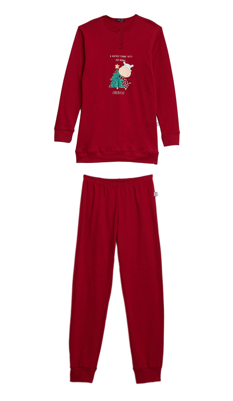 Pigiama maxi kid Natale in 100% cotone per un comfort avvolgente e notti di dolce riposo festivo.